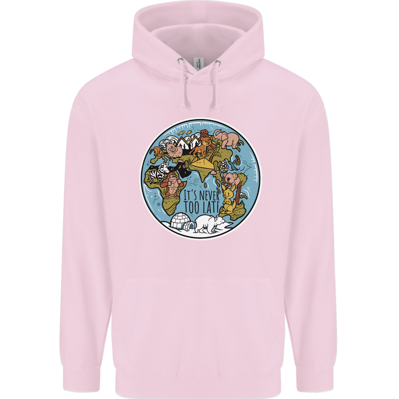 Climate Change It's Never Too Late Mens 80% Cotton Hoodie Light Pink