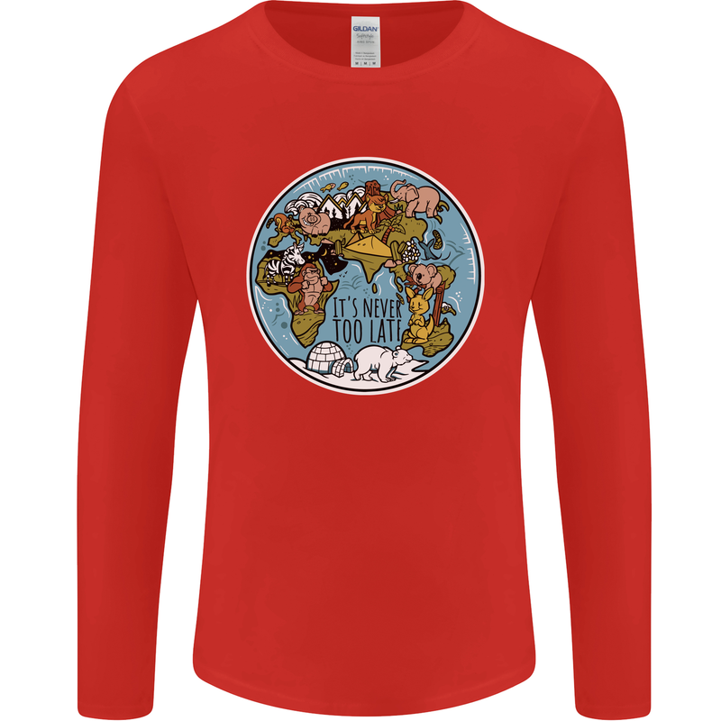 Climate Change It's Never Too Late Mens Long Sleeve T-Shirt Red