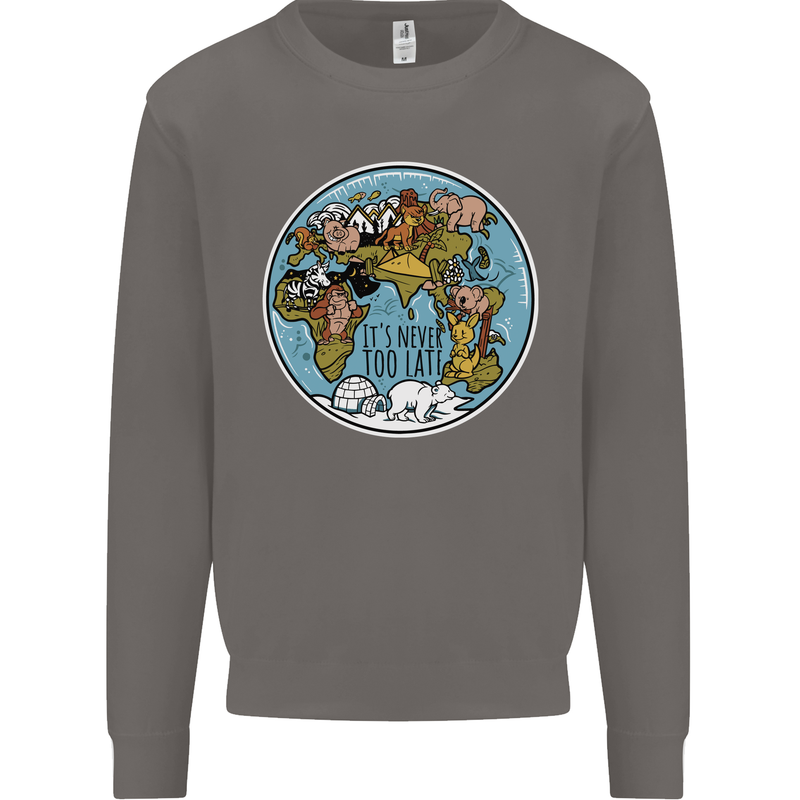 Climate Change It's Never Too Late Mens Sweatshirt Jumper Charcoal