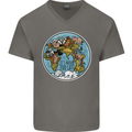 Climate Change It's Never Too Late Mens V-Neck Cotton T-Shirt Charcoal