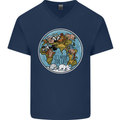 Climate Change It's Never Too Late Mens V-Neck Cotton T-Shirt Navy Blue