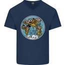 Climate Change It's Never Too Late Mens V-Neck Cotton T-Shirt Navy Blue