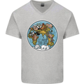 Climate Change It's Never Too Late Mens V-Neck Cotton T-Shirt Sports Grey