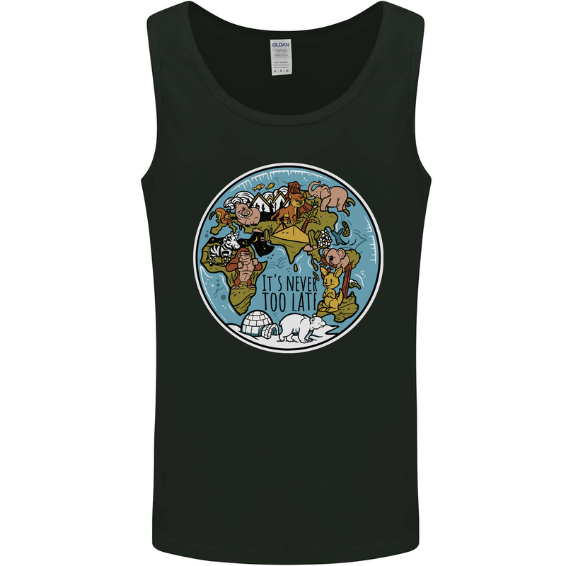 Climate Change It's Never Too Late Mens Vest Tank Top Black