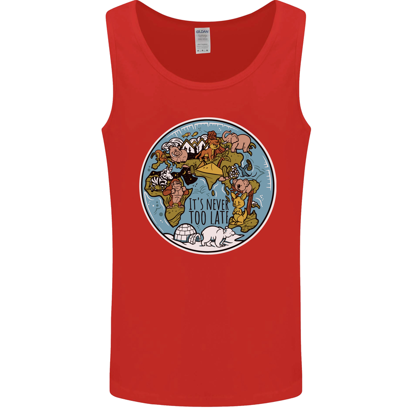 Climate Change It's Never Too Late Mens Vest Tank Top Red