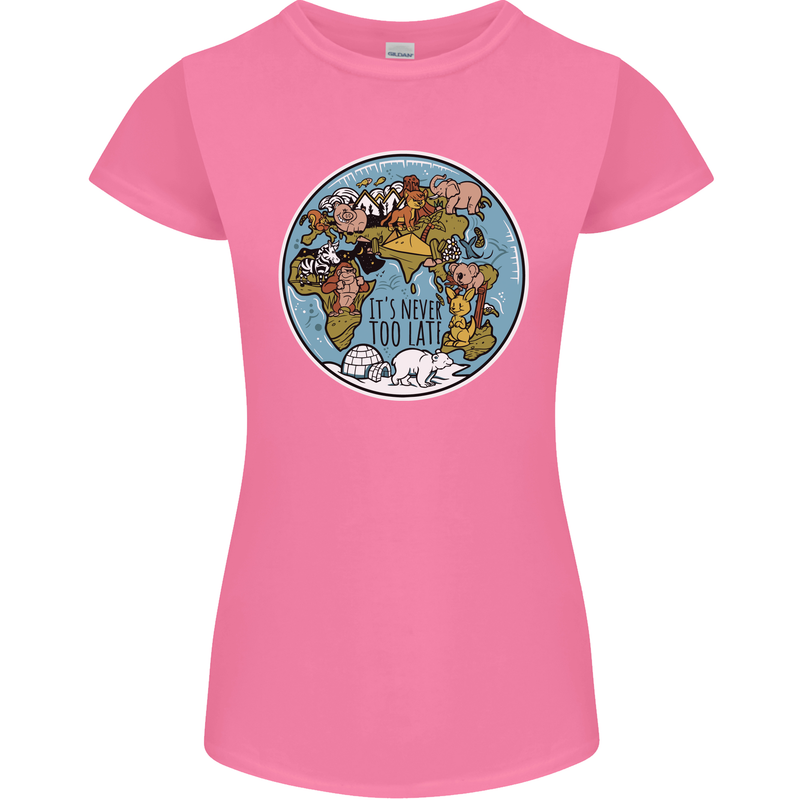 Climate Change It's Never Too Late Womens Petite Cut T-Shirt Azalea
