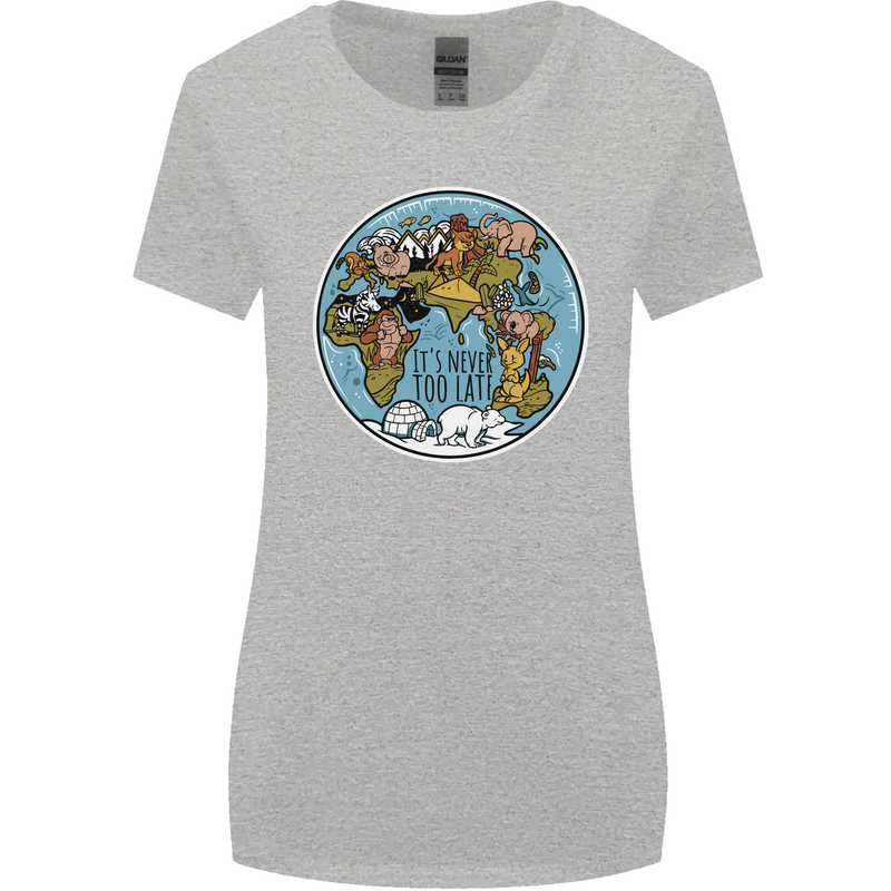 Climate Change It's Never Too Late Womens Wider Cut T-Shirt Sports Grey