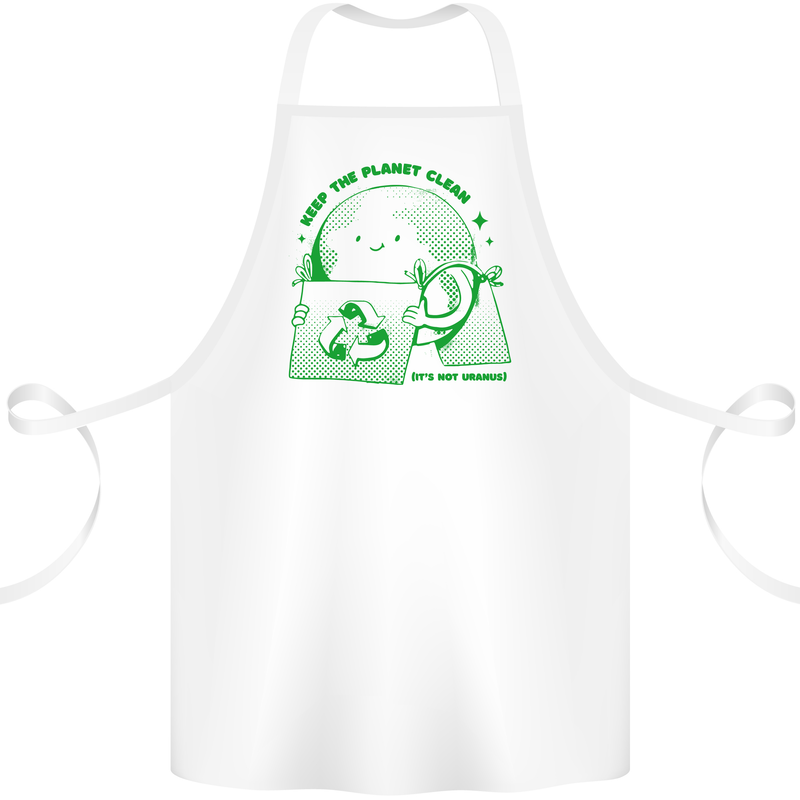 Climate Change Keep the Planet Clean Cotton Apron 100% Organic White