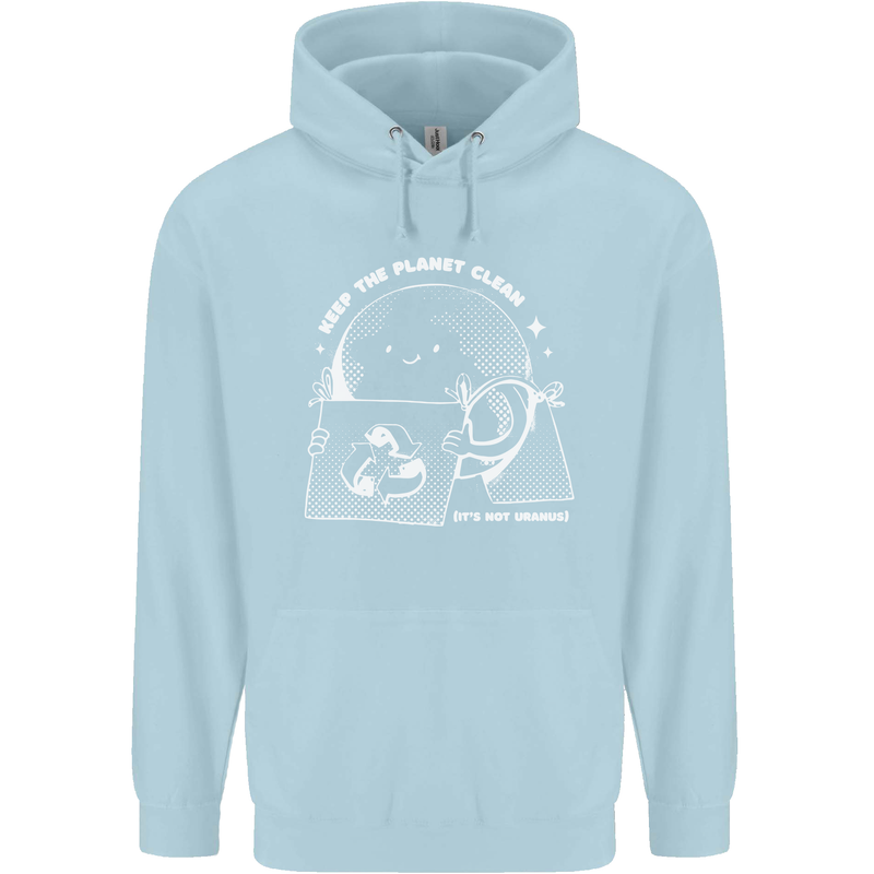 Climate Change Keep the Planet Clean Funny Childrens Kids Hoodie Light Blue
