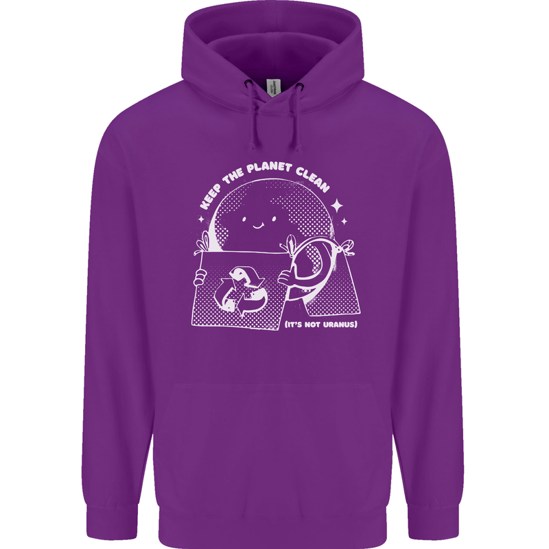 Climate Change Keep the Planet Clean Funny Childrens Kids Hoodie Purple