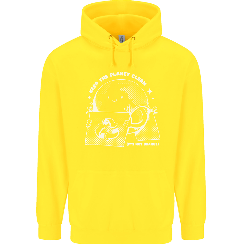 Climate Change Keep the Planet Clean Funny Childrens Kids Hoodie Yellow