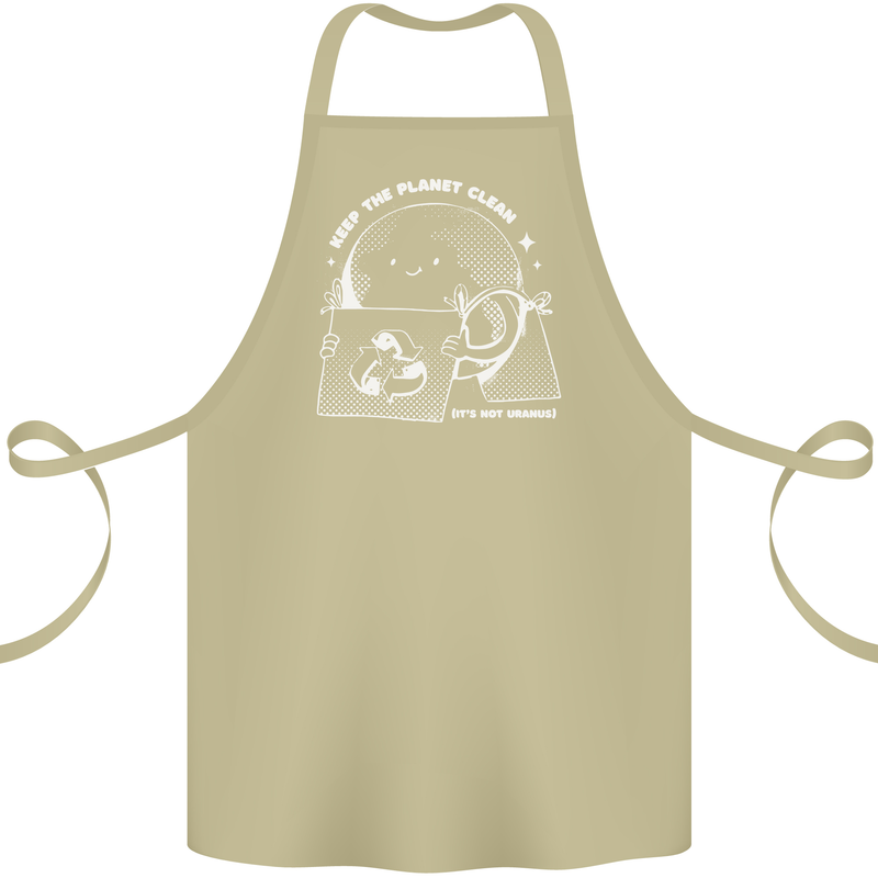 Climate Change Keep the Planet Clean Funny Cotton Apron 100% Organic Khaki