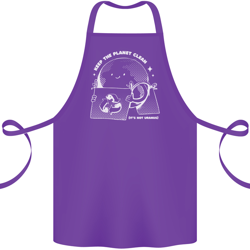 Climate Change Keep the Planet Clean Funny Cotton Apron 100% Organic Purple