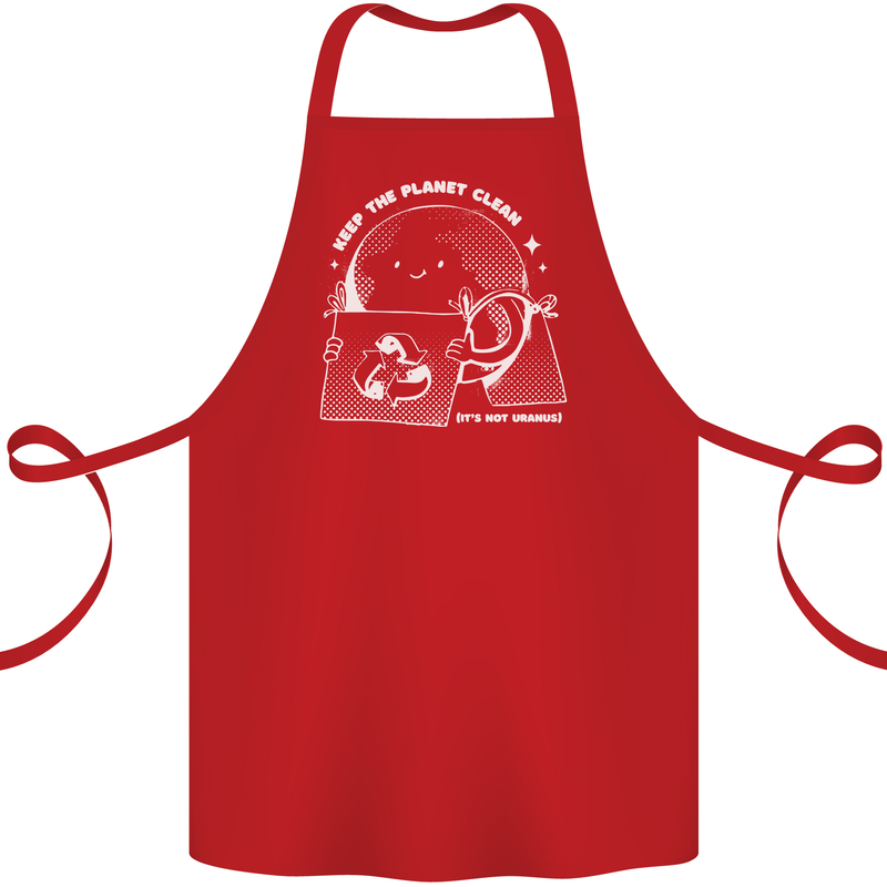 Climate Change Keep the Planet Clean Funny Cotton Apron 100% Organic Red
