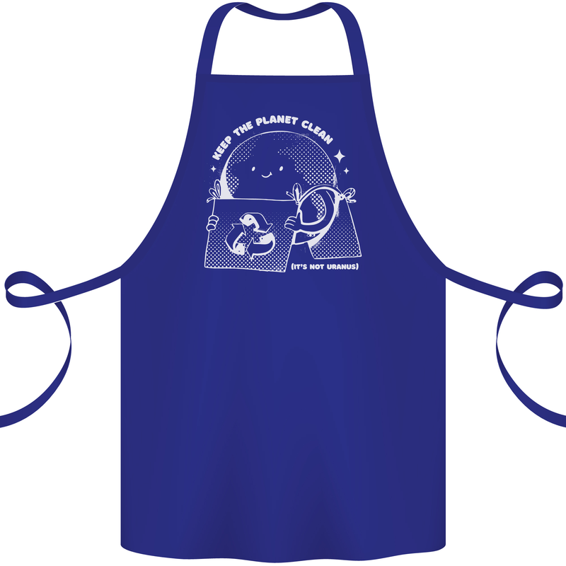 Climate Change Keep the Planet Clean Funny Cotton Apron 100% Organic Royal Blue