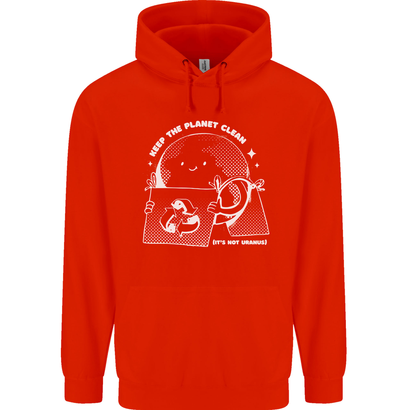 Climate Change Keep the Planet Clean Funny Mens 80% Cotton Hoodie Bright Red