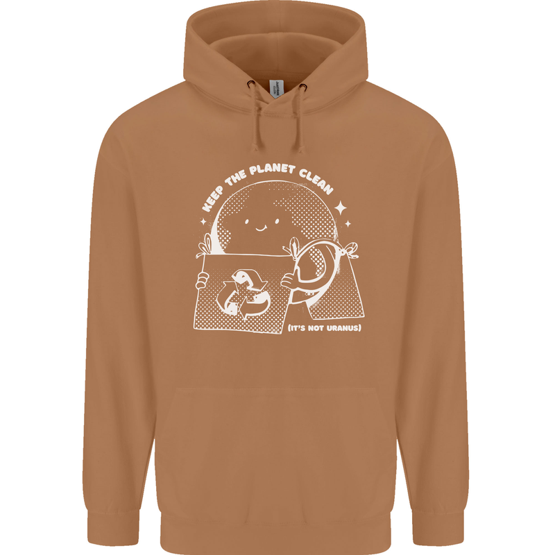 Climate Change Keep the Planet Clean Funny Mens 80% Cotton Hoodie Caramel Latte