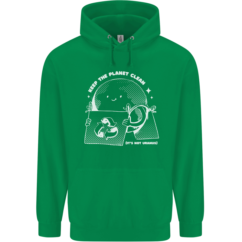 Climate Change Keep the Planet Clean Funny Mens 80% Cotton Hoodie Irish Green