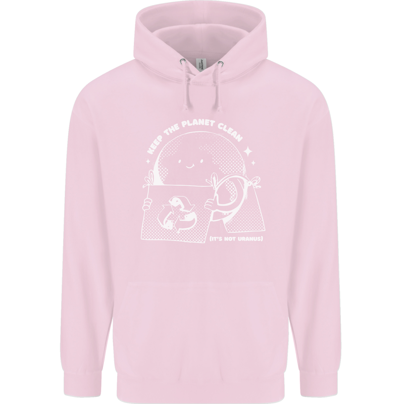 Climate Change Keep the Planet Clean Funny Mens 80% Cotton Hoodie Light Pink