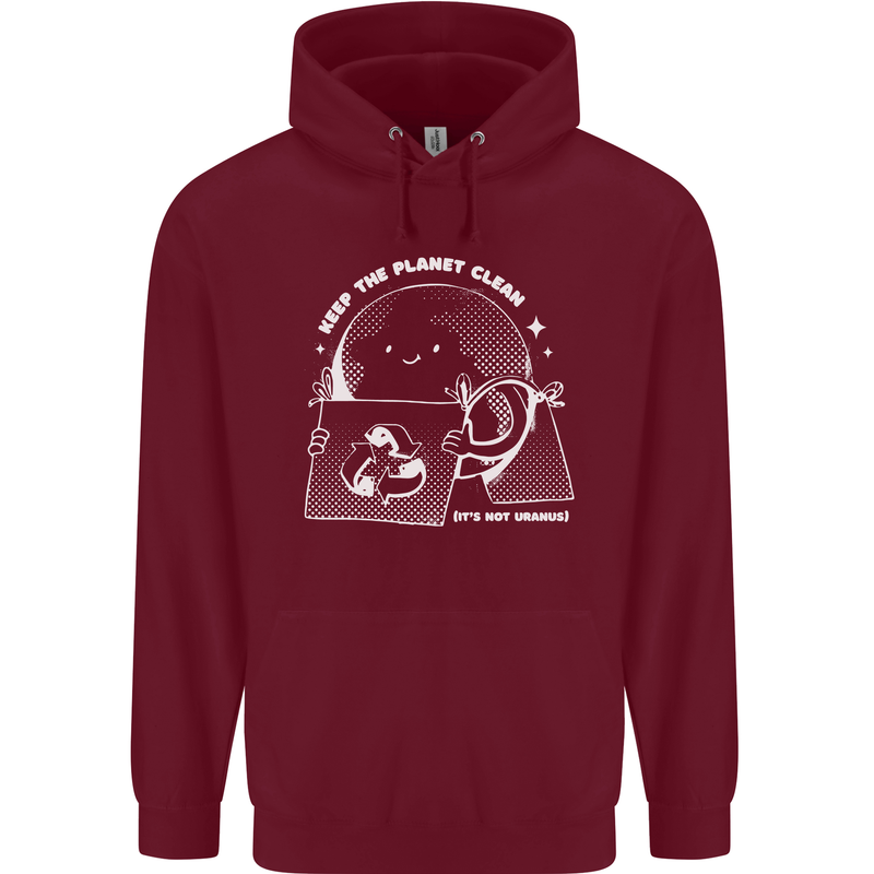 Climate Change Keep the Planet Clean Funny Mens 80% Cotton Hoodie Maroon