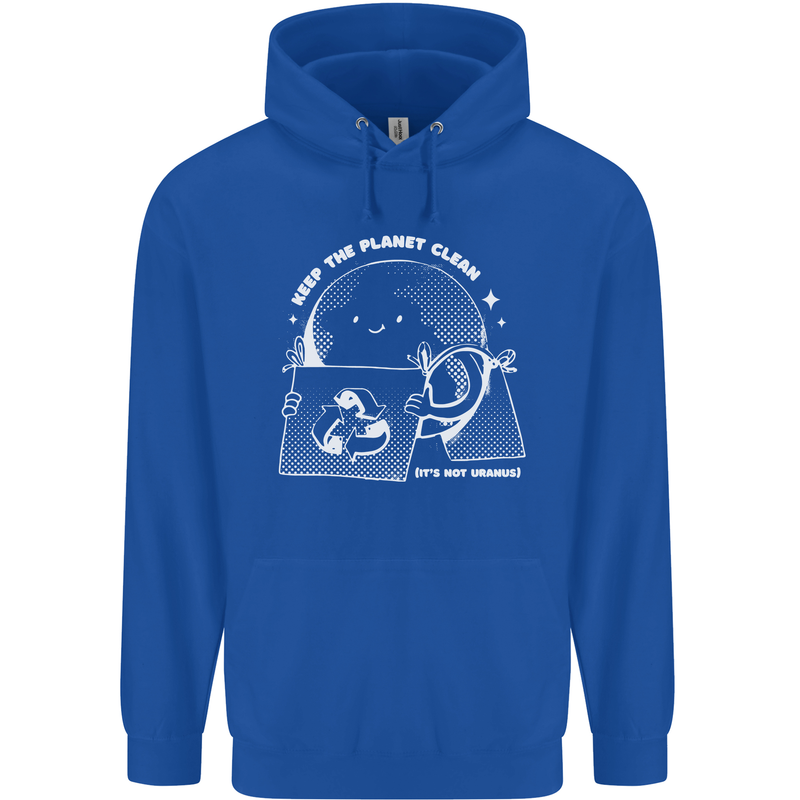 Climate Change Keep the Planet Clean Funny Mens 80% Cotton Hoodie Royal Blue
