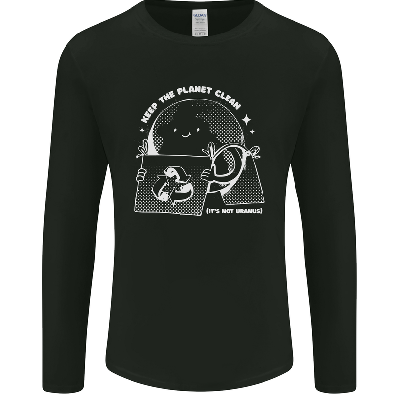 Climate Change Keep the Planet Clean Funny Mens Long Sleeve T-Shirt Black