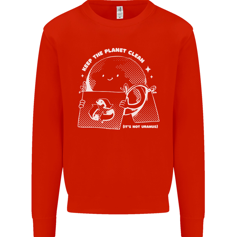 Climate Change Keep the Planet Clean Funny Mens Sweatshirt Jumper Bright Red