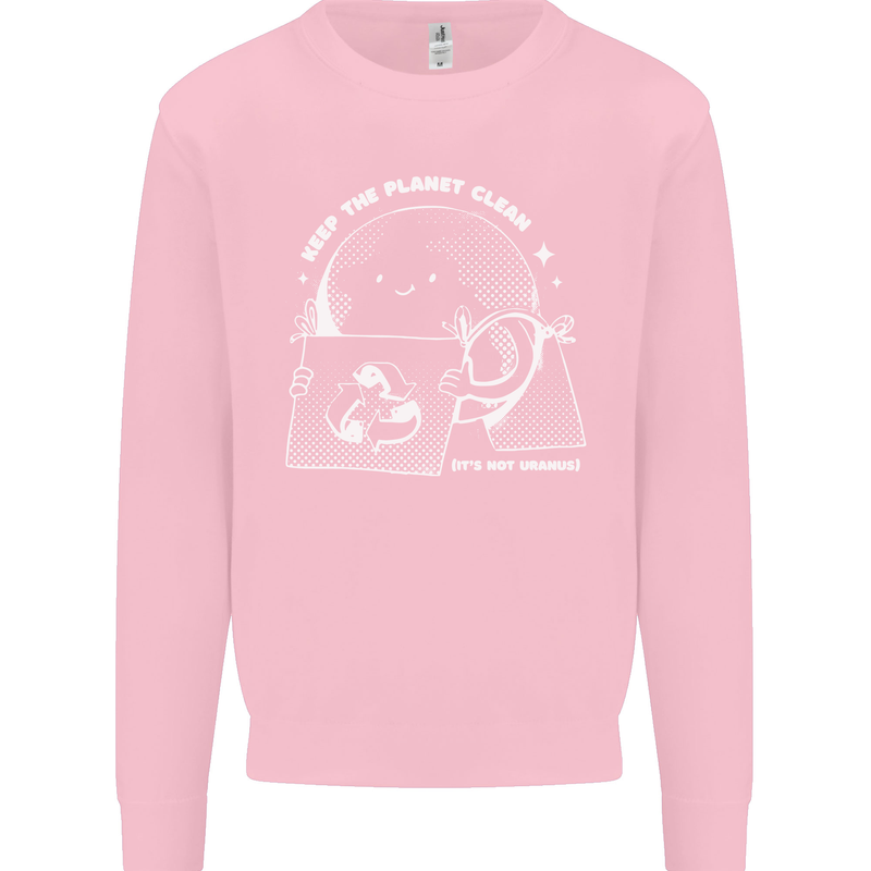 Climate Change Keep the Planet Clean Funny Mens Sweatshirt Jumper Light Pink