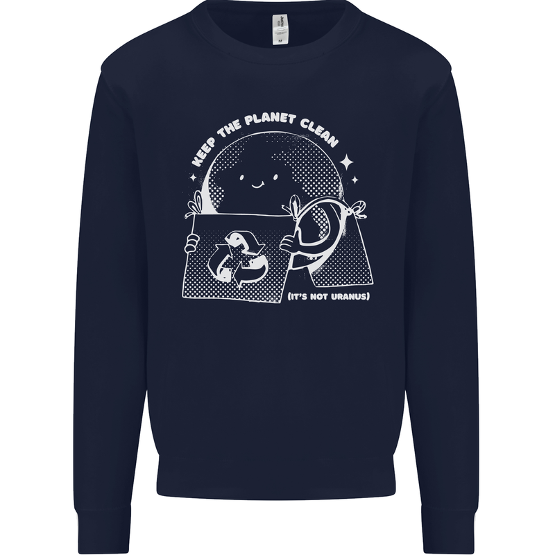 Climate Change Keep the Planet Clean Funny Mens Sweatshirt Jumper Navy Blue