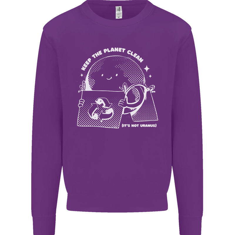 Climate Change Keep the Planet Clean Funny Mens Sweatshirt Jumper Purple