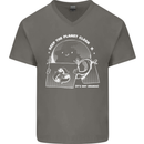 Climate Change Keep the Planet Clean Funny Mens V-Neck Cotton T-Shirt Charcoal