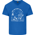 Climate Change Keep the Planet Clean Funny Mens V-Neck Cotton T-Shirt Royal Blue