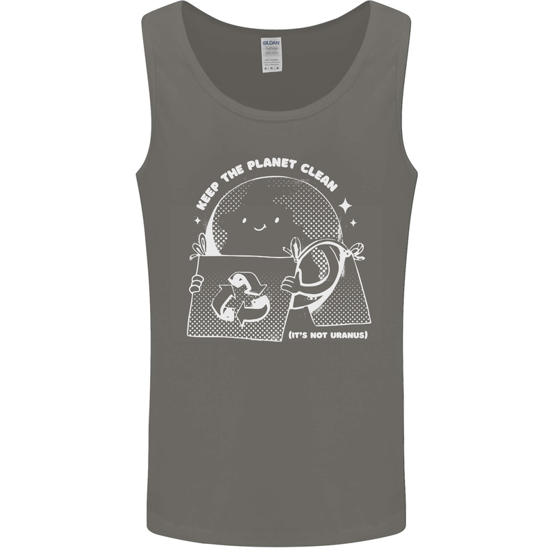 Climate Change Keep the Planet Clean Funny Mens Vest Tank Top Charcoal