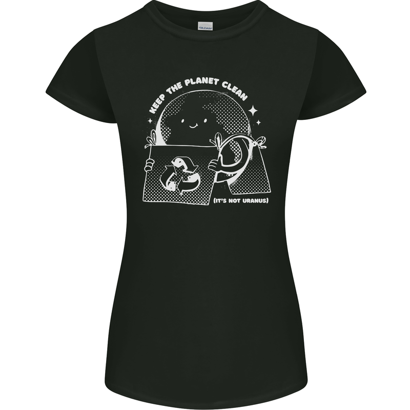 Climate Change Keep the Planet Clean Funny Womens Petite Cut T-Shirt Black
