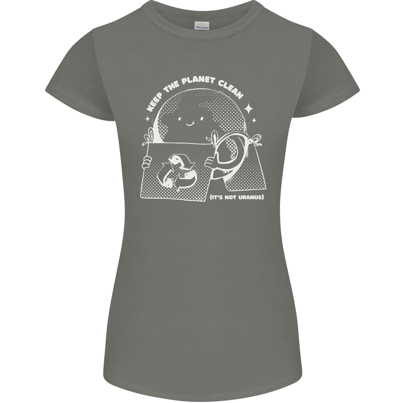 Climate Change Keep the Planet Clean Funny Womens Petite Cut T-Shirt Charcoal
