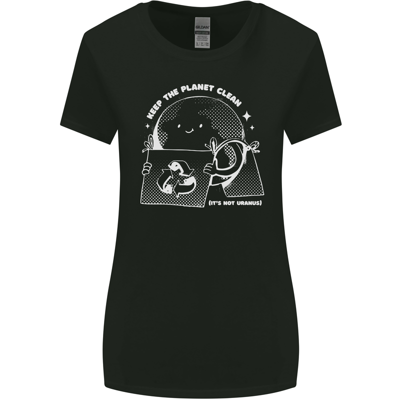 Climate Change Keep the Planet Clean Funny Womens Wider Cut T-Shirt Black