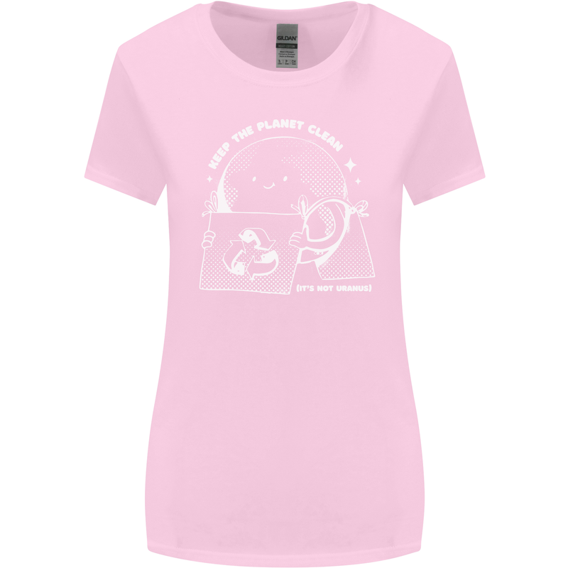 Climate Change Keep the Planet Clean Funny Womens Wider Cut T-Shirt Light Pink