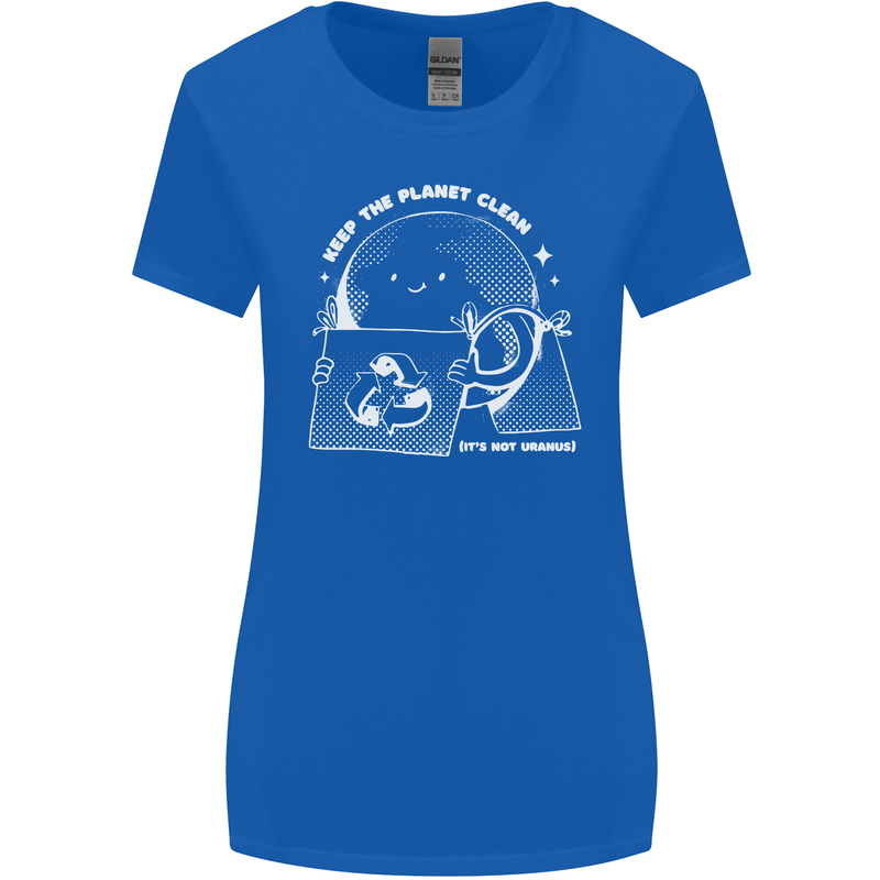 Climate Change Keep the Planet Clean Funny Womens Wider Cut T-Shirt Royal Blue