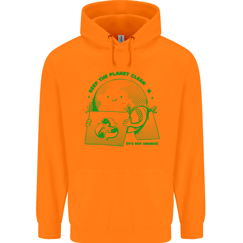 Climate Change Keep the Planet Clean Mens 80% Cotton Hoodie Orange