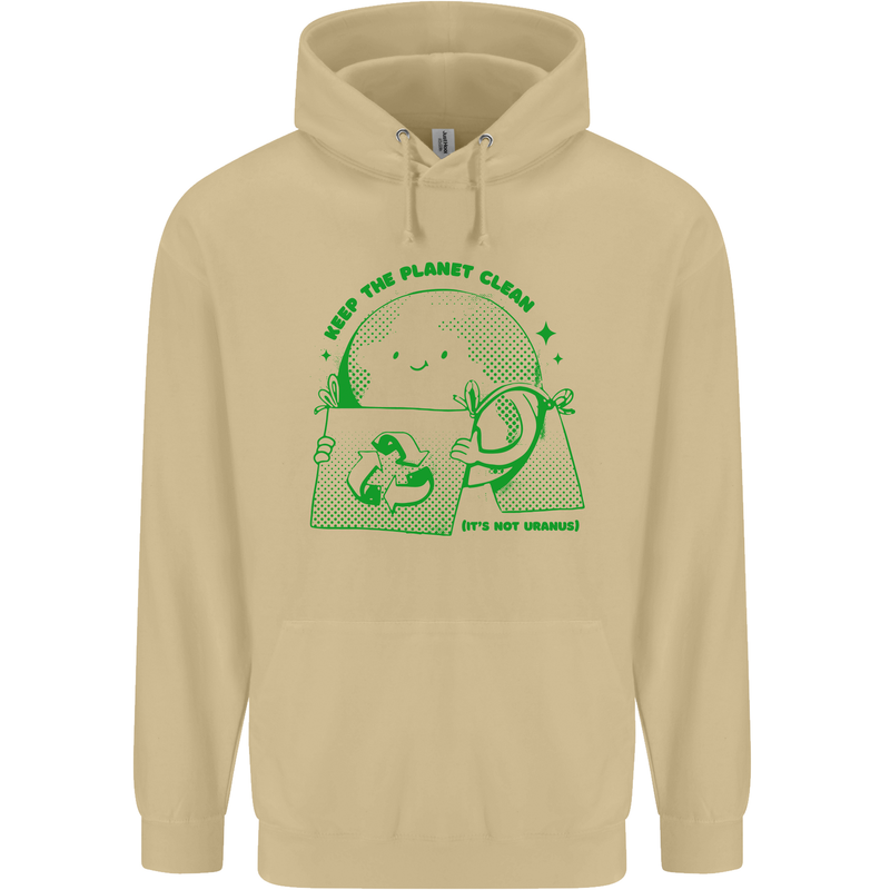 Climate Change Keep the Planet Clean Mens 80% Cotton Hoodie Sand