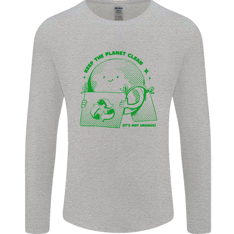 Climate Change Keep the Planet Clean Mens Long Sleeve T-Shirt Sports Grey