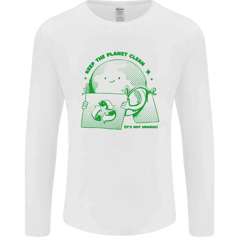 Climate Change Keep the Planet Clean Mens Long Sleeve T-Shirt White