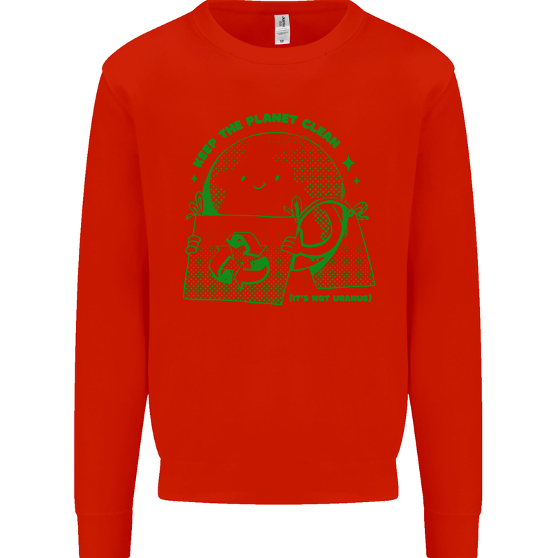 Climate Change Keep the Planet Clean Mens Sweatshirt Jumper Bright Red