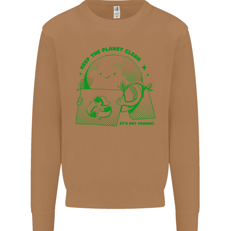 Climate Change Keep the Planet Clean Mens Sweatshirt Jumper Caramel Latte