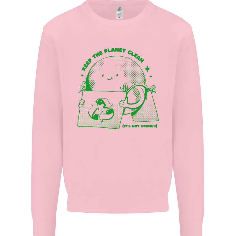 Climate Change Keep the Planet Clean Mens Sweatshirt Jumper Light Pink