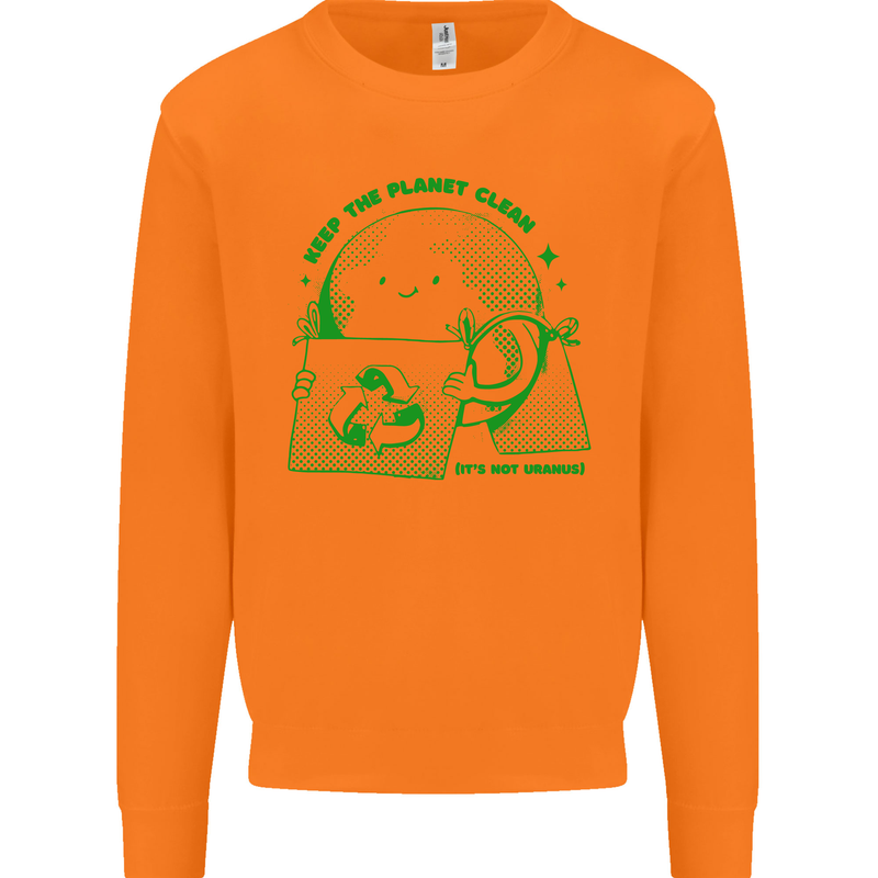 Climate Change Keep the Planet Clean Mens Sweatshirt Jumper Orange