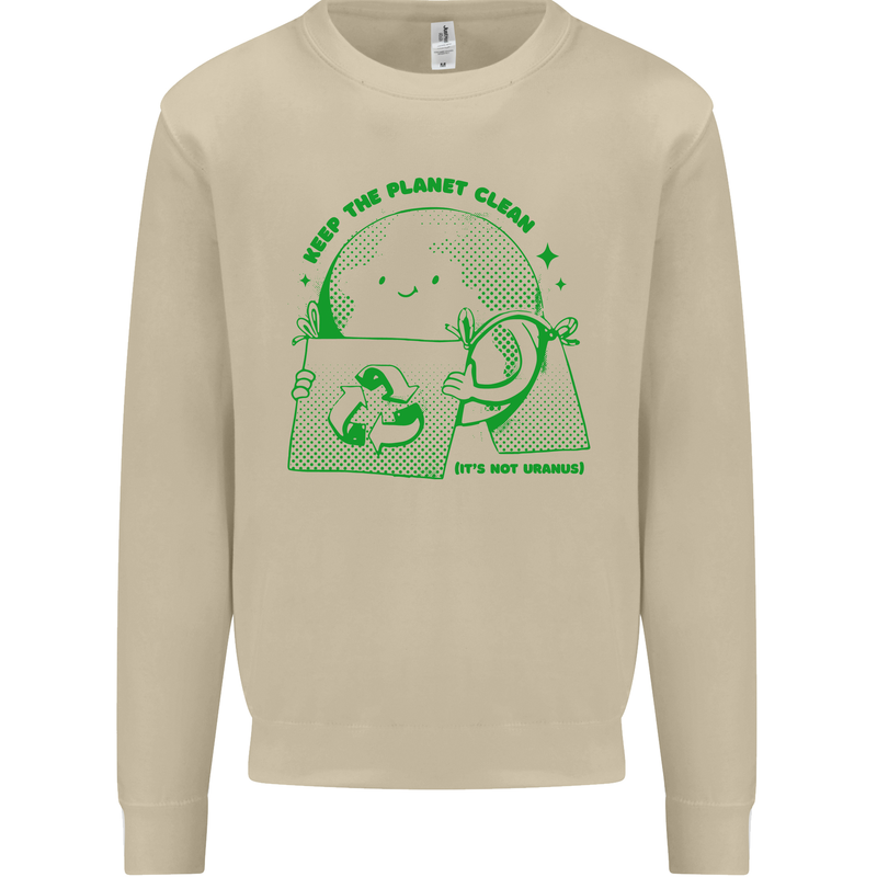 Climate Change Keep the Planet Clean Mens Sweatshirt Jumper Sand