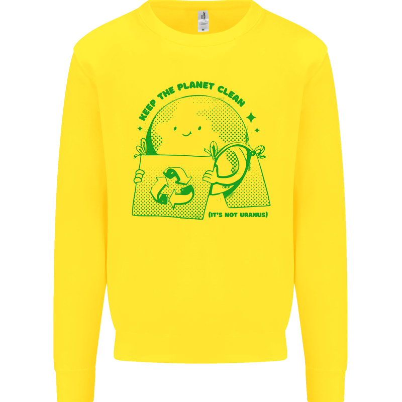 Climate Change Keep the Planet Clean Mens Sweatshirt Jumper Yellow