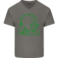 Climate Change Keep the Planet Clean Mens V-Neck Cotton T-Shirt Charcoal