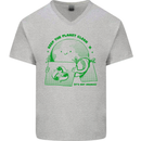 Climate Change Keep the Planet Clean Mens V-Neck Cotton T-Shirt Sports Grey